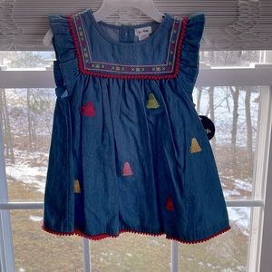 NWT Le Top girls denim sleeveless dress size 24 months